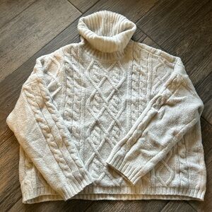 Abercrombie & Fitch Cream Cable Knit Turtleneck Sweater